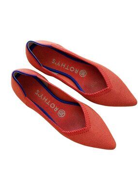 Rothys Pointed-Toe Flats Women’s Sz 6 Orange Knit Stylish Sustainable Shoes